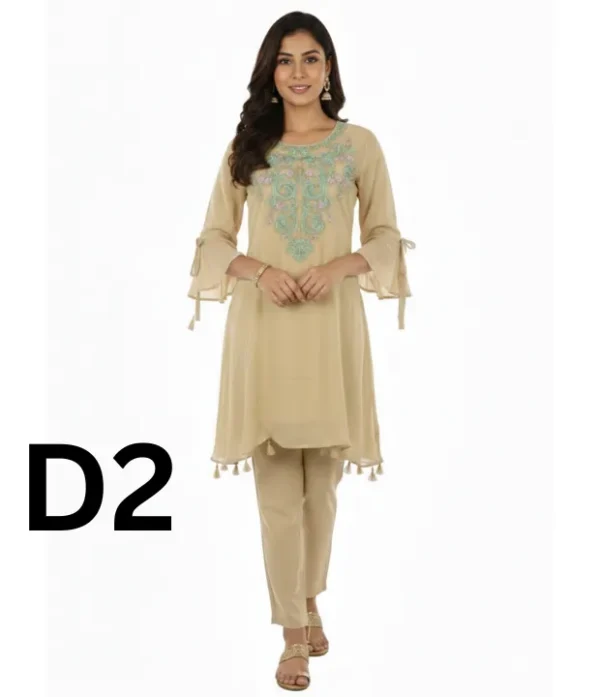 Chiffon frock with embroidery in free size available for just 1699 Rupees