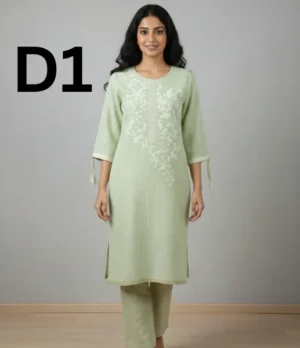 Embroidered Jacquard frock and shirt in free size available for just 1599 Rupees