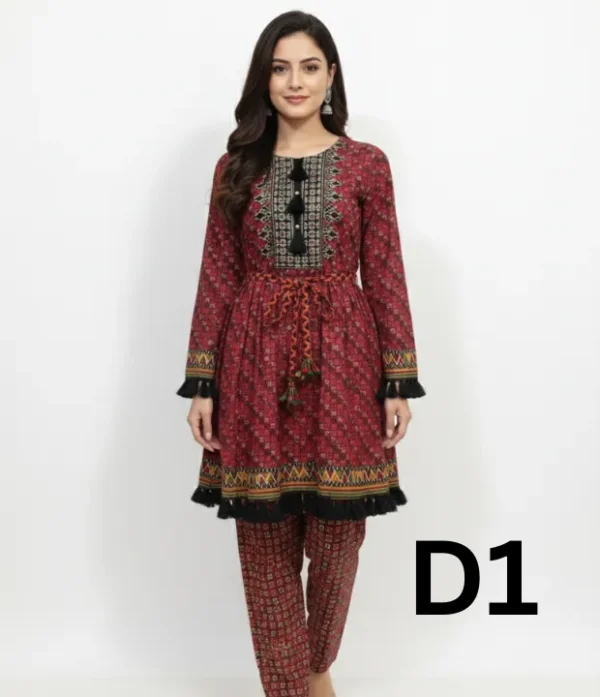 Printed Khaddar frock for girls in different sizes available for just 1799 Rupees