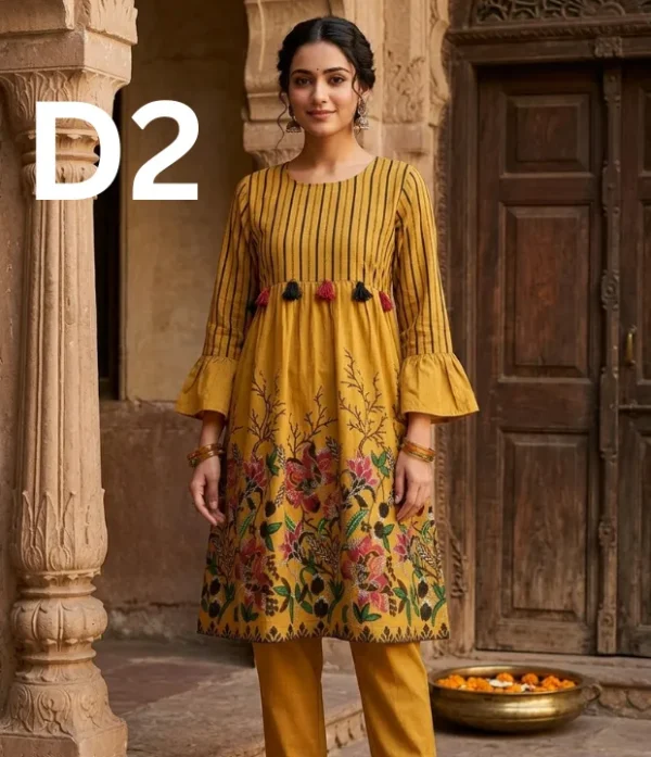 Embroidered Linen frock in free size available for just 1399 Rupees