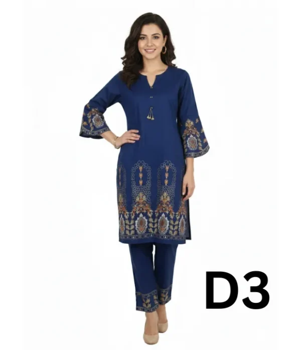 Printed 2 PC Linen frock with trousers in free size available for just 1499 Rupees
