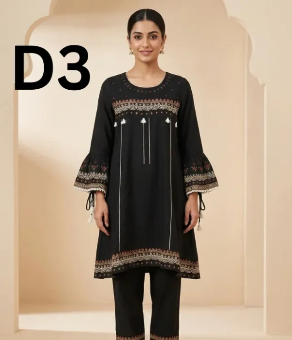Embroidered Linen frock in free size available for just 1399 Rupees