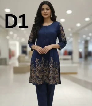Embroidered Linen frock in free size available for just 1399 Rupees