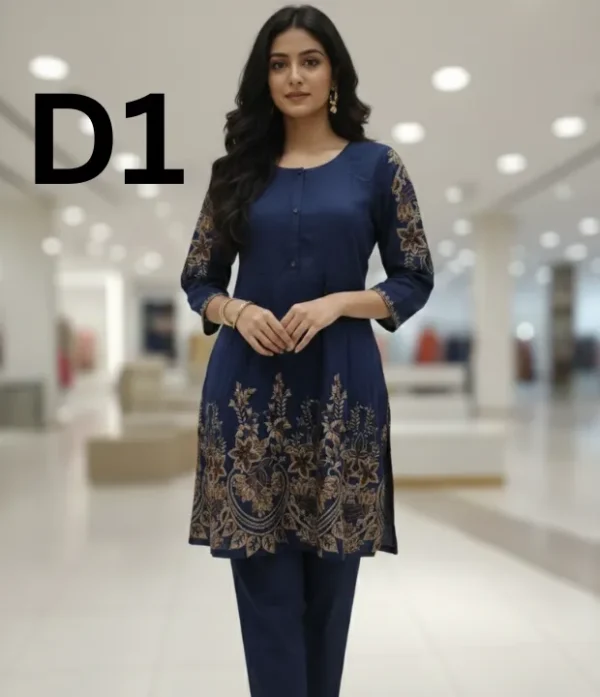 Embroidered Linen frock in free size available for just 1399 Rupees