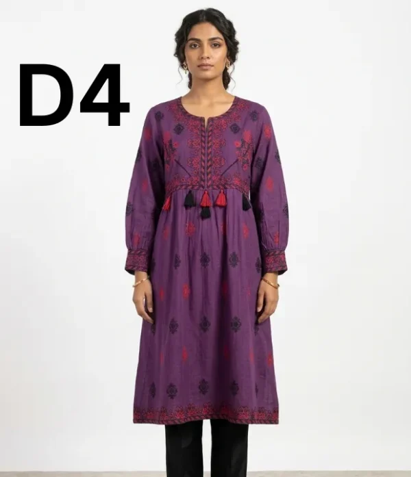 Embroidered Linen frock in free size available for just 1399 Rupees