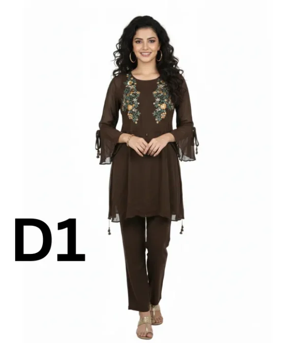 Chiffon frock with embroidery in free size available for just 1699 Rupees