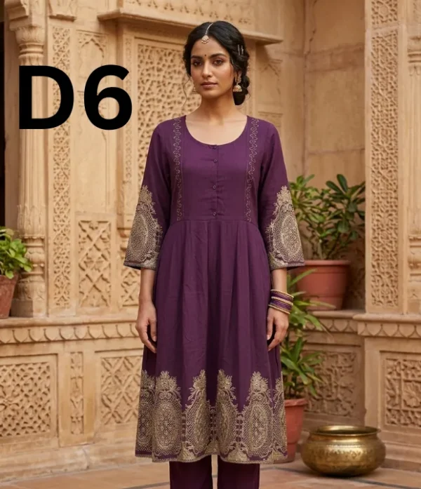 Embroidered Linen frock in free size available for just 1399 Rupees