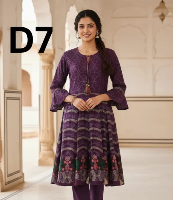 Embroidered Linen frock in free size available for just 1399 Rupees