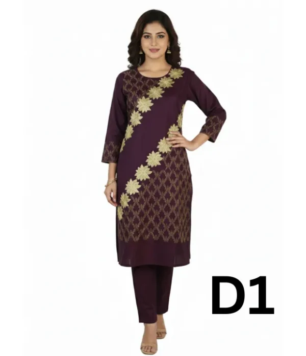 Printed 2 PC Linen frock with trousers in free size available for just 1499 Rupees