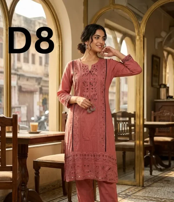 Embroidered Linen frock in free size available for just 1399 Rupees