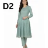 Women’s embroidered paper cotton frock and shirt set with elegant traditional design