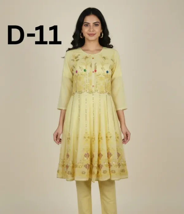 Women’s embroidered paper cotton frock and shirt set with elegant traditional design