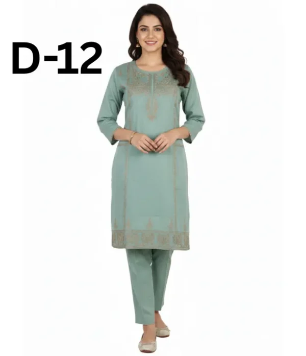 Women’s embroidered paper cotton frock and shirt set with elegant traditional design