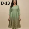 Women’s embroidered paper cotton frock and shirt set with elegant traditional design