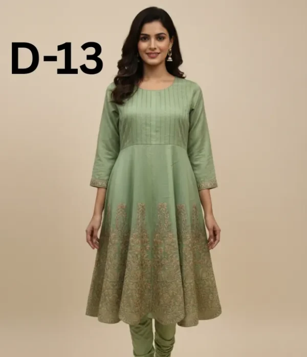 Women’s embroidered paper cotton frock and shirt set with elegant traditional design