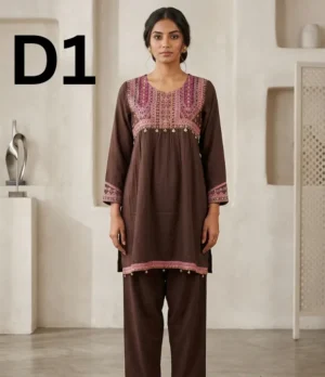 Women’s embroidered viscose frock with elegant and stylish traditional design