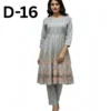 Women’s embroidered paper cotton frock and shirt set with elegant traditional design