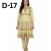 Women’s embroidered paper cotton frock and shirt set with elegant traditional design