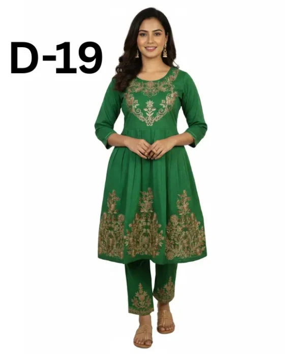 Women’s embroidered paper cotton frock and shirt set with elegant traditional design