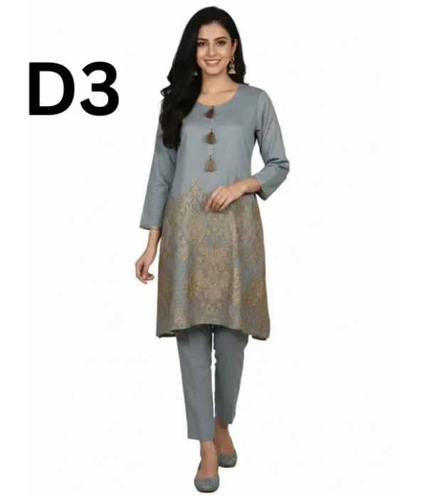 Women’s embroidered paper cotton frock and shirt set with elegant traditional design