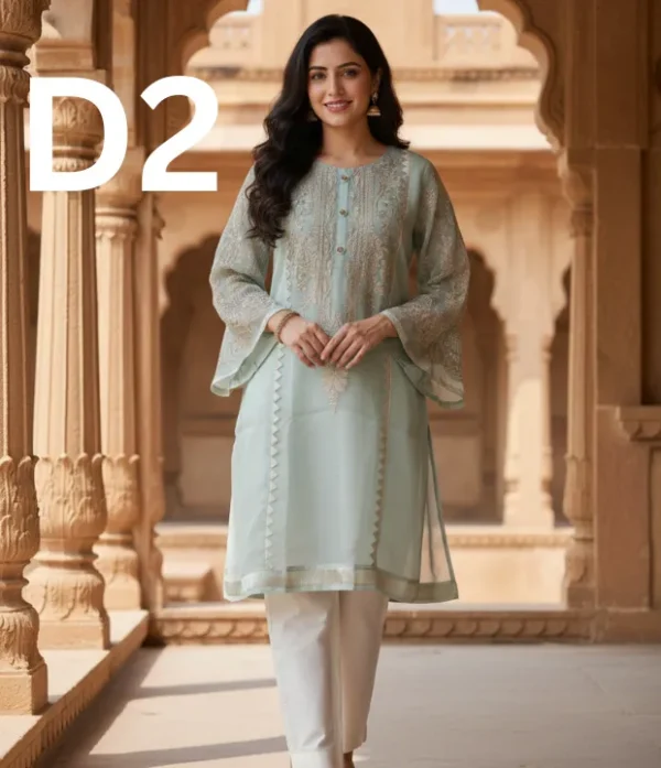 Embroidered Organza Frock & Shirt – Stylish Women’s Outfit for Just Rs. 1499 Women’s embroidered organza frock and shirt outfit with elegant traditional design