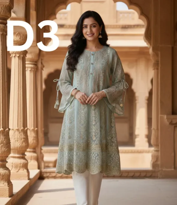 Embroidered Organza Frock & Shirt – Stylish Women’s Outfit for Just Rs. 1499 Women’s embroidered organza frock and shirt outfit with elegant traditional design