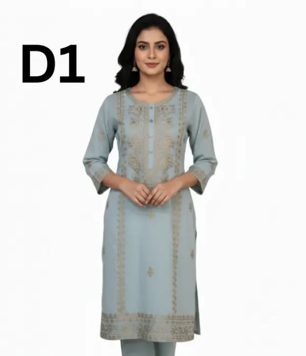 Women’s embroidered paper cotton frock and shirt set with elegant traditional design