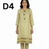 Women’s embroidered paper cotton frock and shirt set with elegant traditional design