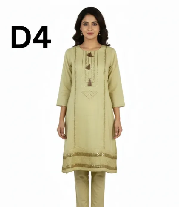 Women’s embroidered paper cotton frock and shirt set with elegant traditional design