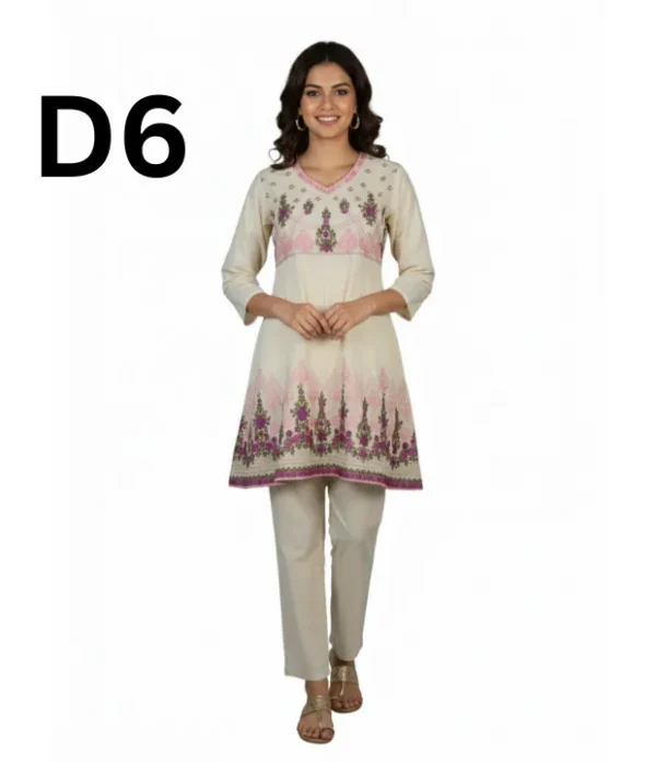 Women’s embroidered paper cotton frock and shirt set with elegant traditional design