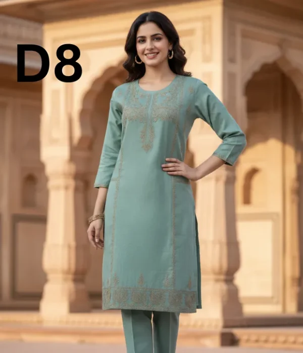Women’s embroidered paper cotton frock and shirt set with elegant traditional design