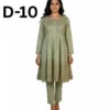 Women’s embroidered paper cotton frock and shirt set with elegant traditional design