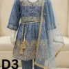 Embroidered 3‑piece linen children’s dress set in cotton and linen fabric including frock, trouser, and dupatta by Classic Color Fashions CCF, priced at PKR 999.
