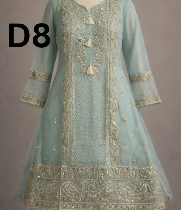 Embroidered Organza Frock & Shirt – Stylish Women’s Outfit for Just Rs. 1499 Women’s embroidered organza frock and shirt outfit with elegant traditional design